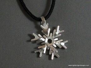 Snowflake Pendant (Double Sided) in Natural Silver