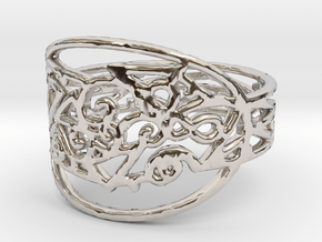 Freaky Ring Design Ring Size 7 in Rhodium Plated Brass