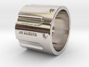 44 Magnum Cylinder XL, 20mm Tall, Ring Size 12 in Rhodium Plated Brass