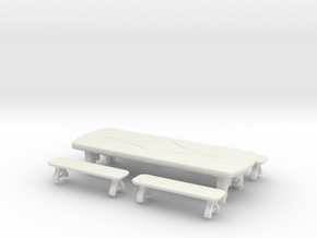 Table: Tavern: with Benches 1:48 in White Natural Versatile Plastic