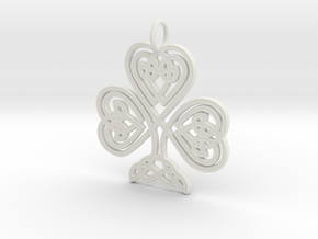 Celtic Shamrock Pendant Elegant Irish Charm in White Natural Versatile Plastic