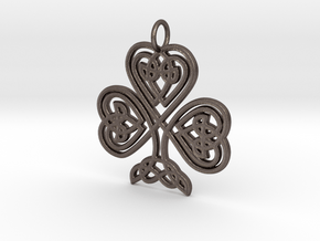 Celtic Shamrock Pendant Elegant Irish Charm in Polished Bronzed Silver Steel