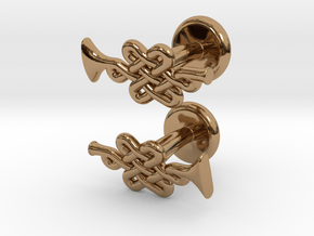 Infinity Knot Trumpet Cufflinks in Polished Brass