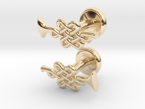 Infinity Knot Trumpet Cufflinks in 14k Gold Plated Brass