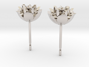 Lotus earrings in Rhodium Plated Brass