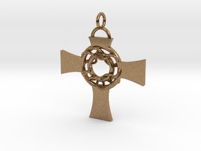 Celtic Circle Cross Pendant in Natural Brass