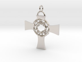 Celtic Circle Cross Pendant in Rhodium Plated Brass