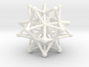 Stellated Icosahedron - 20 Pointed Merkaba in White Processed Versatile Plastic