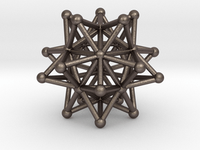 Stellated Icosahedron - 20 Pointed Merkaba in Polished Bronzed Silver Steel