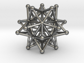 Stellated Icosahedron - 20 Pointed Merkaba in Polished Silver