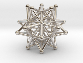 Stellated Icosahedron - 20 Pointed Merkaba in Rhodium Plated Brass