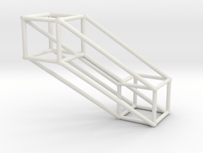 Small 4D Hypercube in White Natural Versatile Plastic