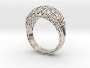 Wired ring Bertoia in Rhodium Plated Brass
