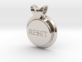 Press Reset necklace pendant in Rhodium Plated Brass