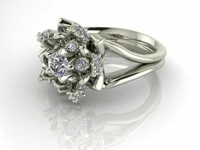 Flower ring NO STONES SUPPLIED in Fine Detail Polished Silver