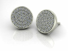 Pave Stud Earrings NO STONES SUPPLIED in Fine Detail Polished Silver