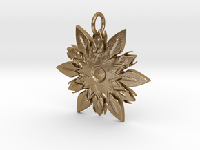 Elegant Chic Flower Pendant Charm in Polished Gold Steel