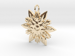 Elegant Chic Flower Pendant Charm in 14k Gold Plated Brass