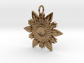 Elegant Chic Flower Pendant Charm in Natural Brass