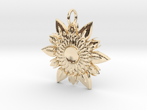 Elegant Chic Flower Pendant Charm in 14k Gold Plated Brass