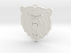 Angry Bear Cartoon Pendant Charm in White Natural Versatile Plastic