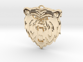 Angry Bear Cartoon Pendant Charm in 14k Gold Plated Brass