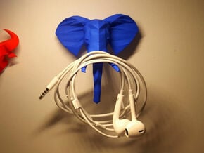 African Elephant Head in Blue Processed Versatile Plastic: Extra Small