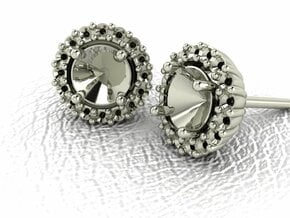Halo Stud Earrings NO STONES SUPPLIED in 14k White Gold
