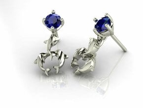 Dolphin drop Earrings NO STONES SUPPLIED in Fine Detail Polished Silver