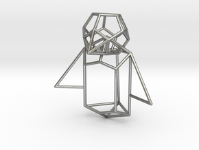 Wireframe Penguin in Natural Silver (Interlocking Parts)