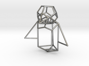 Wireframe Penguin in Polished Silver (Interlocking Parts)