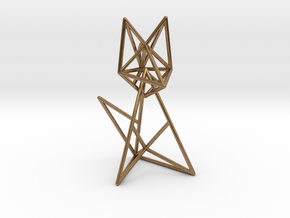 Wireframe fox in Natural Brass (Interlocking Parts)