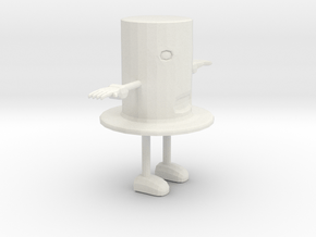Cartoon Top Hat Character in White Natural Versatile Plastic: Small