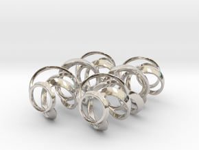 Swirl 3 - Pair of earrings in cast metal in Rhodium Plated Brass