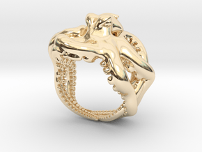 Octopus Ring2 15mm in 14k Gold Plated Brass