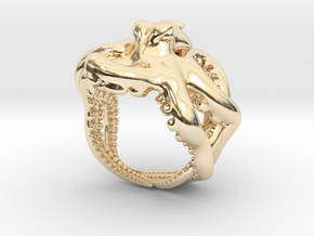 Octopus Ring2 19mm in 14k Gold Plated Brass