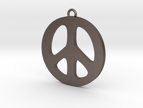 Peace Pendant in Polished Bronzed Silver Steel