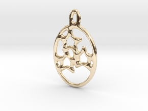 3 Star Egg Pendant in 14k Gold Plated Brass