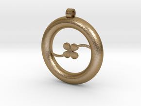 Ring Pendant - Clover in Polished Gold Steel