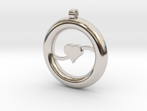 Ring Pendant - Heart in Rhodium Plated Brass