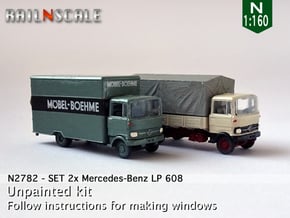 SET 2x Mercedes-Benz LP 608 (N 1:160) in Gray Fine Detail Plastic