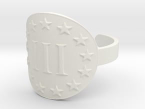 AP III% 3 Percenter Ring Size 7 in White Natural Versatile Plastic