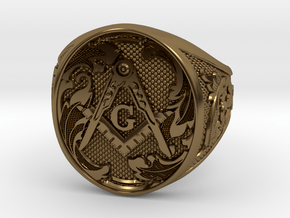 Masonic Geometry Signet Ring in Polished Bronze