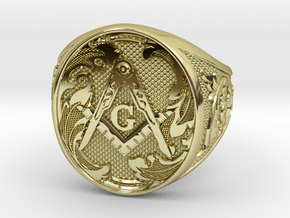 Masonic Geometry Signet Ring in 18k Gold Plated Brass