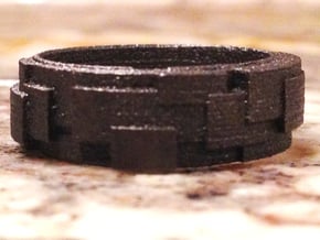 Block Ring in Matte Black Steel
