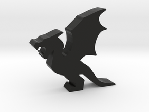 Game Piece, Wyvern, Flapping Wings in Black Natural Versatile Plastic