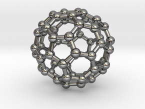 Buckyball C60 Molecule Necklace in Polished Silver