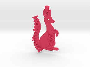 Mother's Day Kangaroo Pendant 4cm in Pink Processed Versatile Plastic