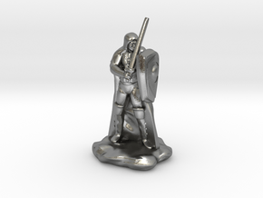 Human Ranger with Sword and Shield in Natural Silver