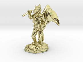 Winged Kobold with Dagger And Rock in 18k Gold